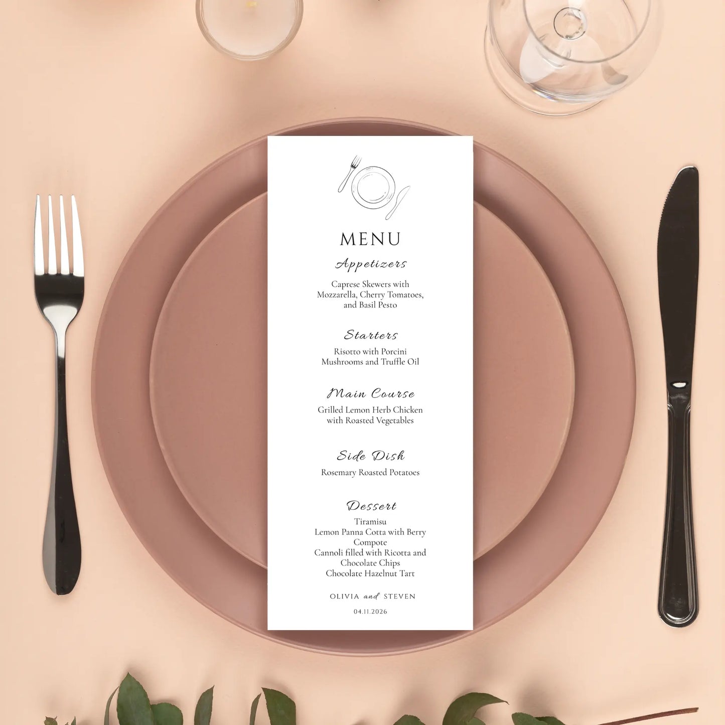 Glam | Wedding Menu