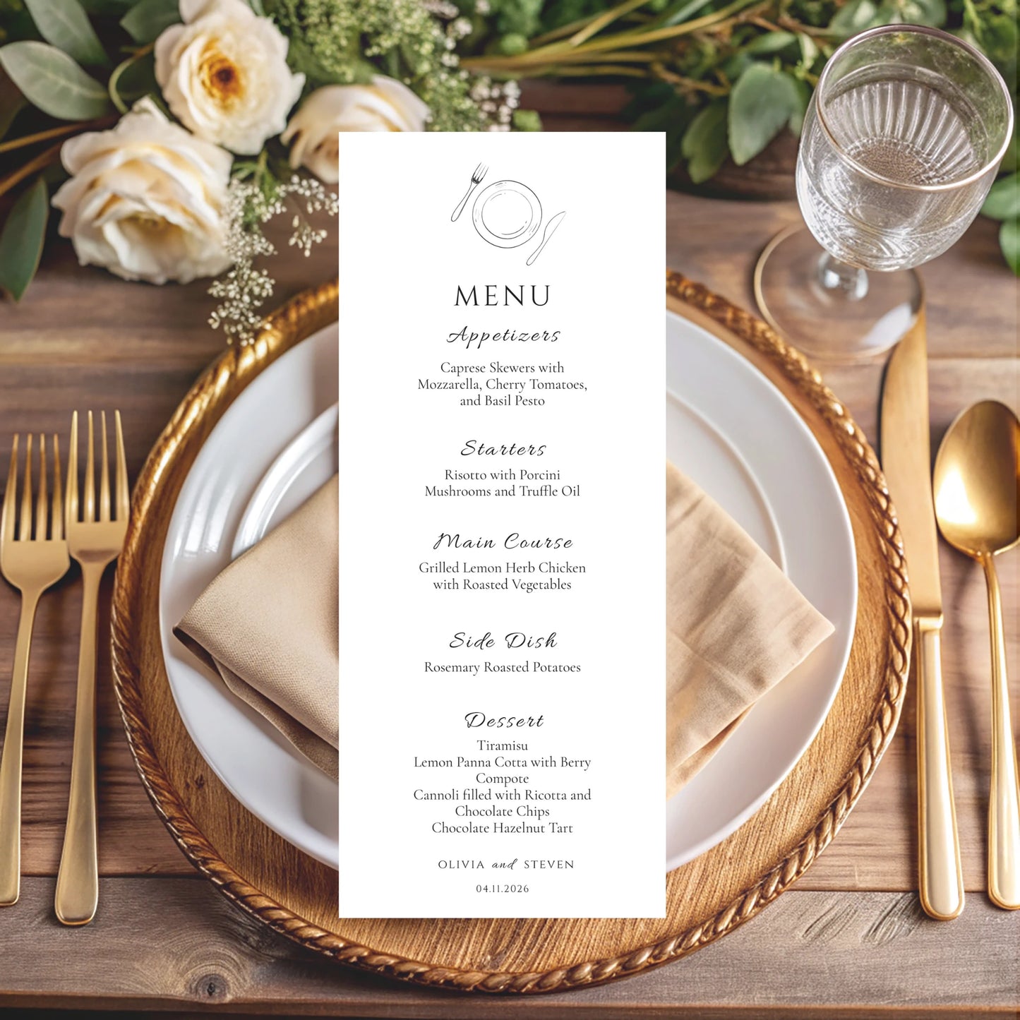 Glam | Wedding Menu