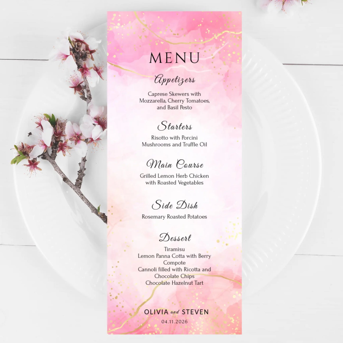 Pretty in Pink | Wedding Menu