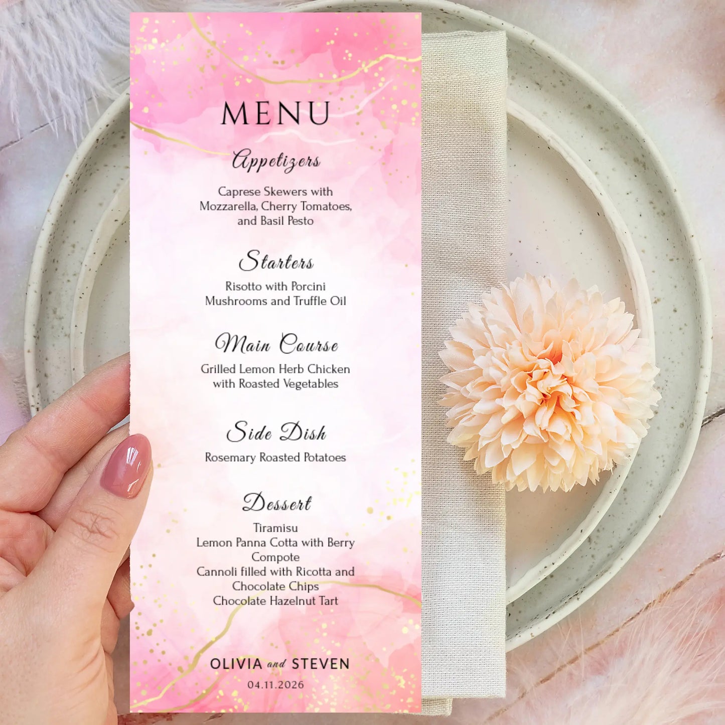Pretty in Pink | Wedding Menu