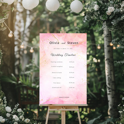 Pretty in Pink | Wedding Timeline Sign