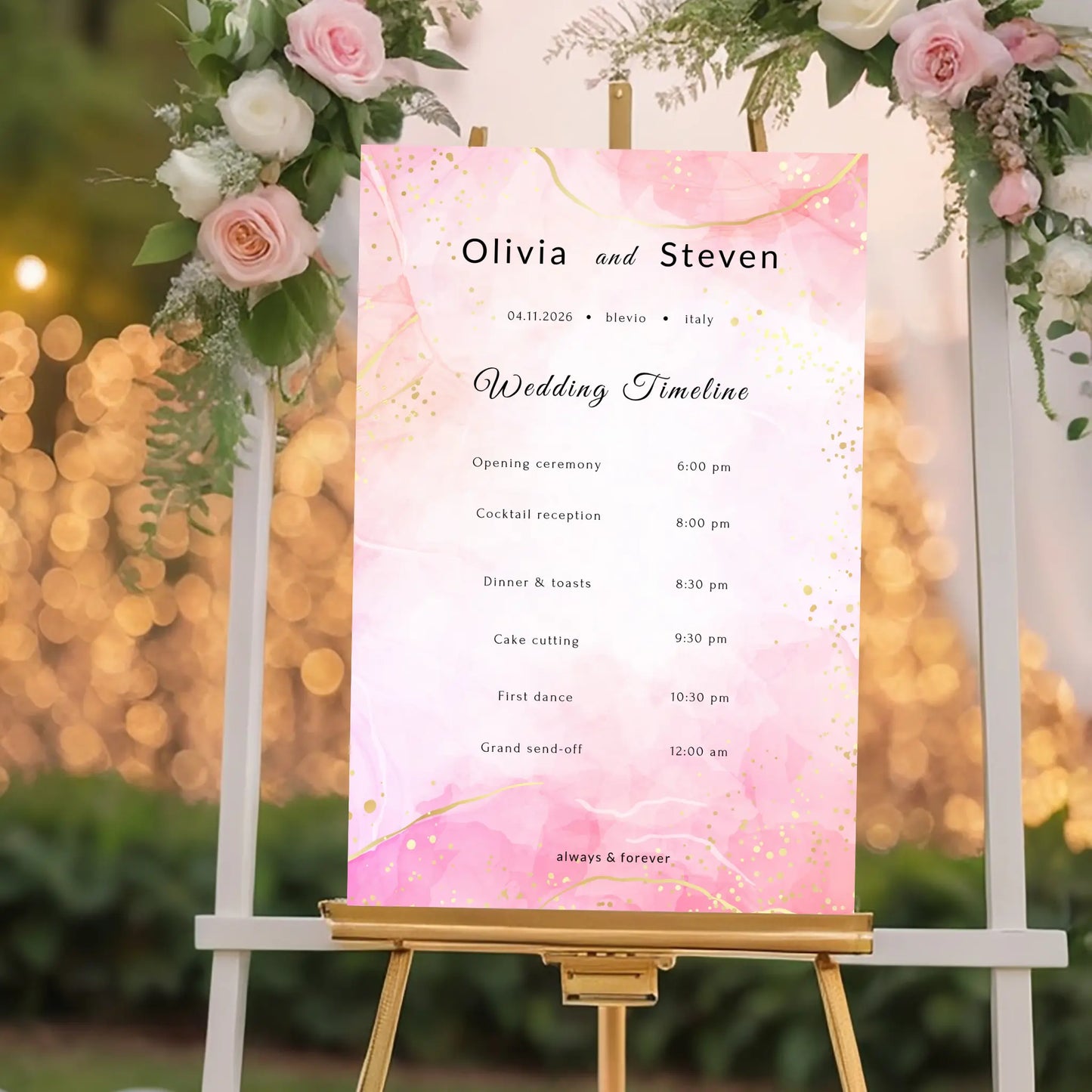 Pretty in Pink | Wedding Timeline Sign