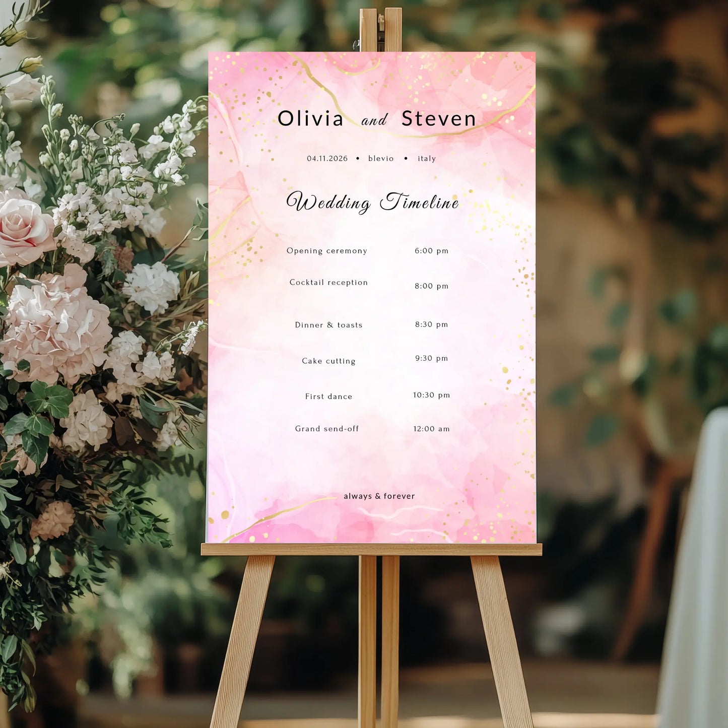 Pretty in Pink | Wedding Timeline Sign