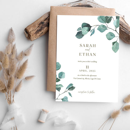 Eucalyptus Serenity | Wedding Invitation 5"x7"in