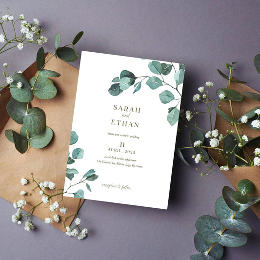 Eucalyptus Serenity | Wedding Invitation 5"x7"in