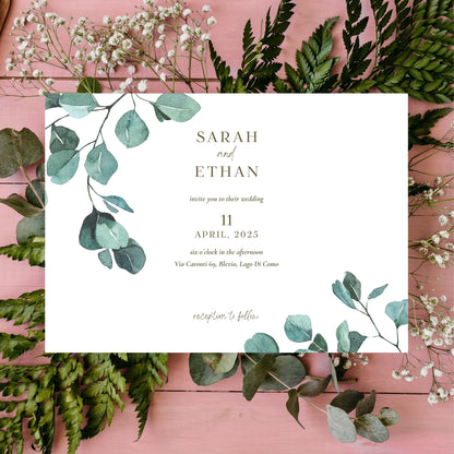 Eucalyptus Serenity | Wedding Invitation 7"x5"in