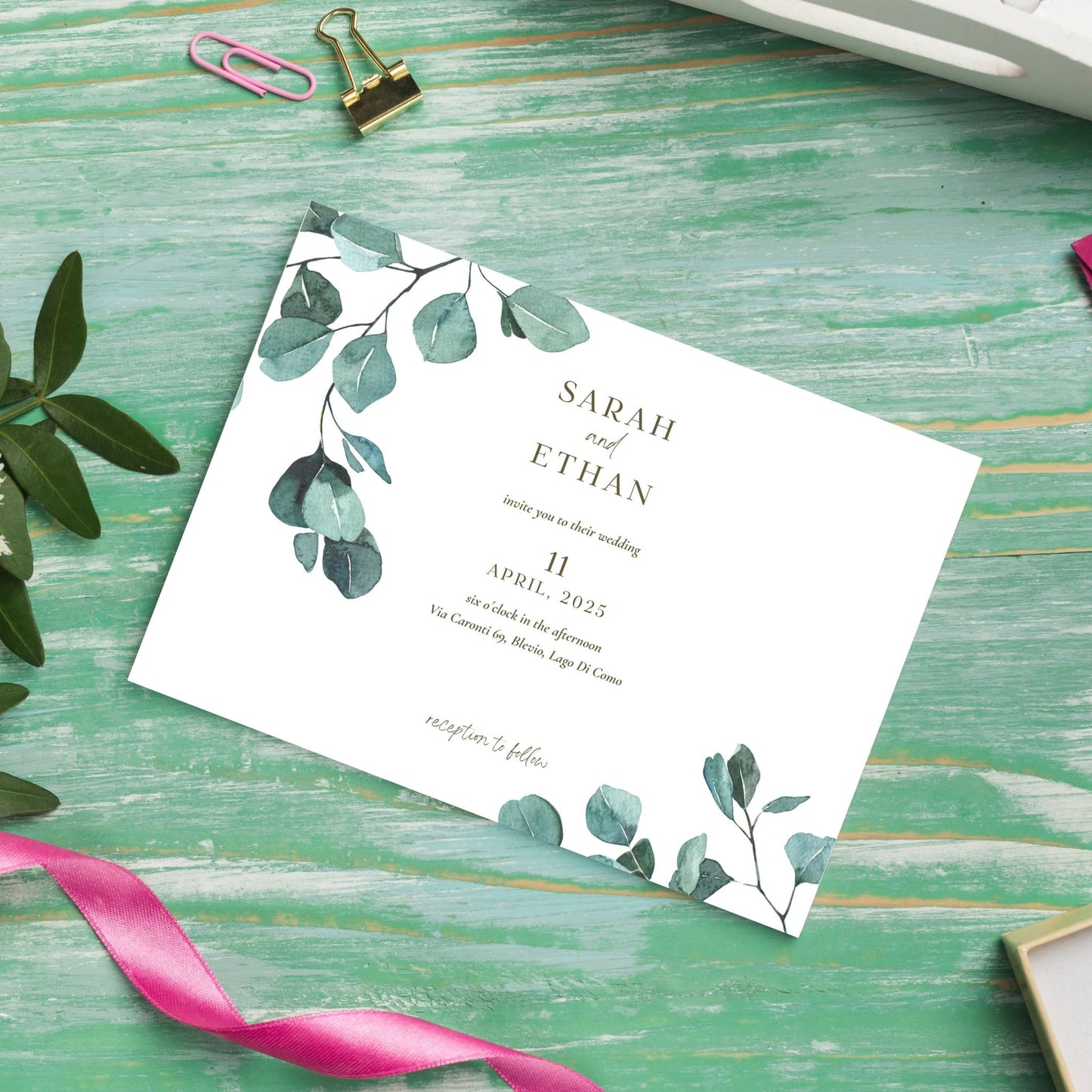 Eucalyptus Serenity | Wedding Invitation 7"x5"in