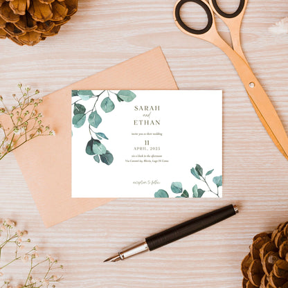 Eucalyptus Serenity | Wedding Invitation 7"x5"in