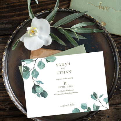 Eucalyptus Serenity | Wedding Invitation 7"x5"in