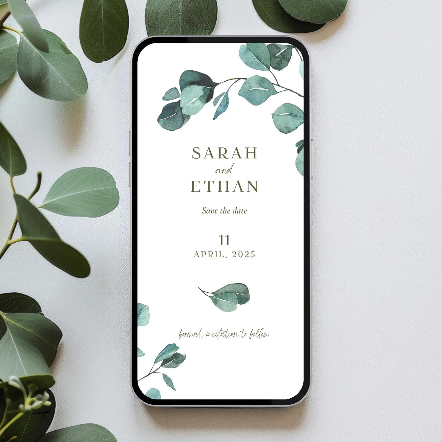 Eucalyptus Serenity | Wedding Mobile Save the Date