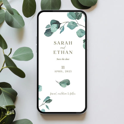Eucalyptus Serenity | Wedding Mobile Save the Date
