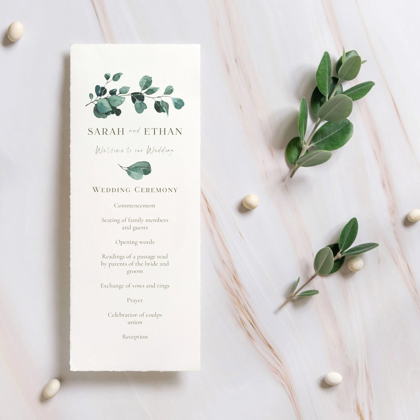 Eucalyptus Serenity | Wedding Program