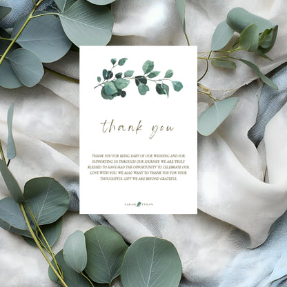 Eucalyptus Serenity | Wedding Thank You Note